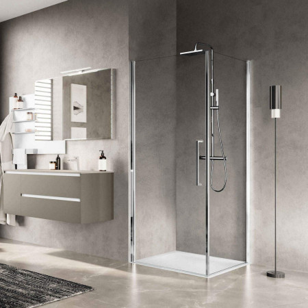Novellini Young Plus G+F 900mm Chrome Hinged Shower Door and Side Panel