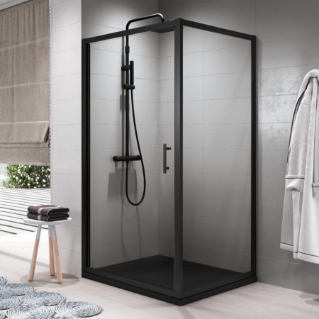 ZEP2S86-1H Novellini Zephyros 2.0 S 900mm Pivot Shower Door in Black