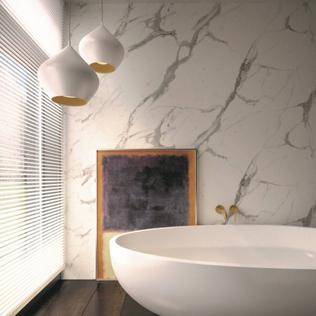 Nuance Large Corner Calacatta Statuario Wall Panel Pack C Room Setting Feature Wall