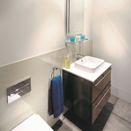 Nuance Medium Corner Vanilla Quartz Wall Panel Pack B Lifestyle WC and Furniture