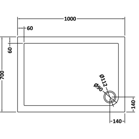 TR71021 Nuie 1000 x 700mm Rectangular Shower Tray in Slate Grey Line