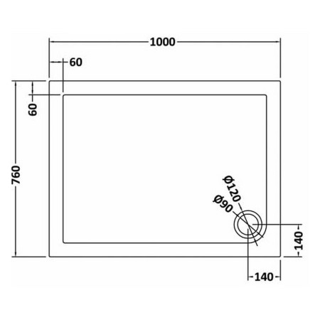 TR71012 Nuie 1000 x 760mm Rectangle Shower Tray in Slate Grey Line