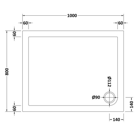 NTP013 Nuie 1000 x 800mm Rectangular Shower Tray in Gloss White Line