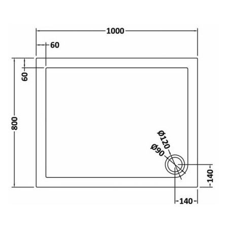 TR71013 Nuie 1000 x 800mm Rectangular Shower Tray in Slate Grey Line