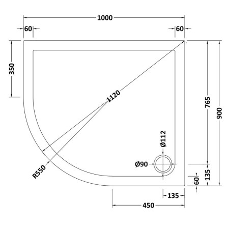TR71110 Nuie 1000 x 900mm Offset Quadrant Shower Tray in Slate Grey Left Hand Line