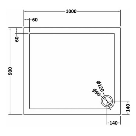 TR71014 Nuie 1000 x 900mm Rectangle Shower Tray in Slate Grey Line