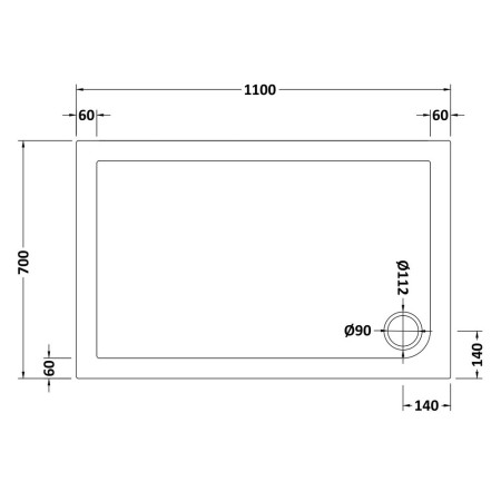 NTP016 Nuie 1100 x 700mm Rectangular Shower Tray in Gloss White Line