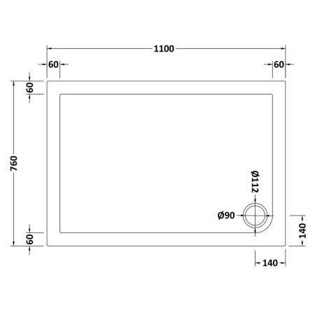 NTP017 Nuie 1100 x 760mm Rectangular Shower Tray in Gloss White Line