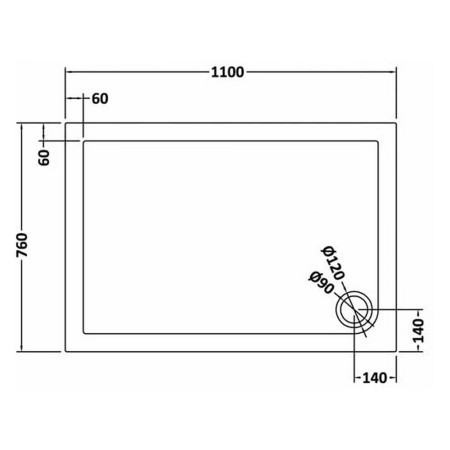 TR71017 Nuie 1100 x 760mm Rectangle Shower Tray in Slate Grey Line