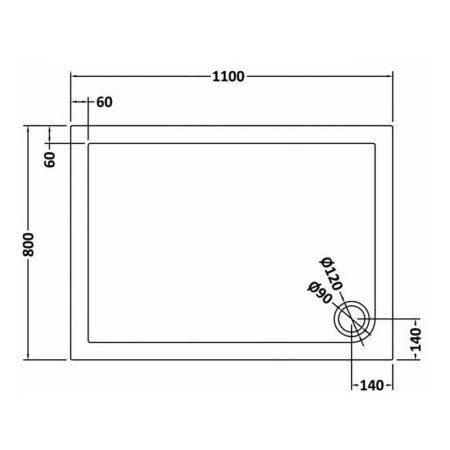 TR71018 Nuie 1100 x 800mm Rectangular Shower Tray in Slate Grey Line