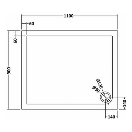 TR71019 Nuie 1100 x 900mm Rectangular Shower Tray in Slate Grey Line