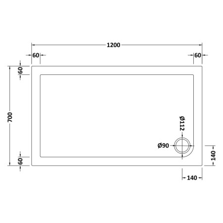 NTP011 Nuie 1200 x 700mm Rectangular Shower Tray in Gloss White Line