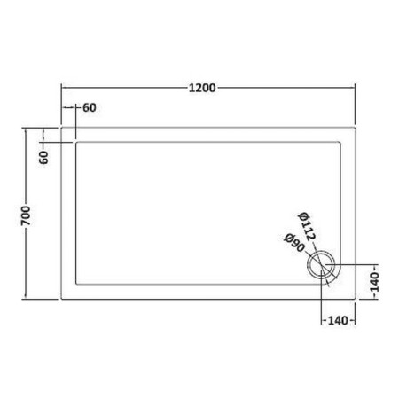 TR71011 Nuie 1200 x 700mm Rectangular Shower Tray in Slate Grey Line
