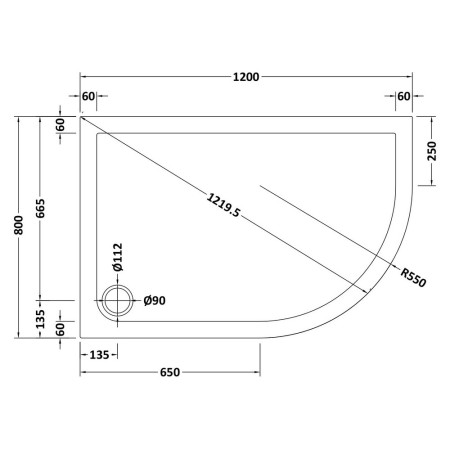 NTP113 Nuie 1200 x 800mm Offset Quadrant Shower Tray in Gloss White Right Hand Line