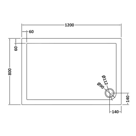 TR71023 Nuie 1200 x 800mm Rectangular Shower Tray in Slate Grey Line
