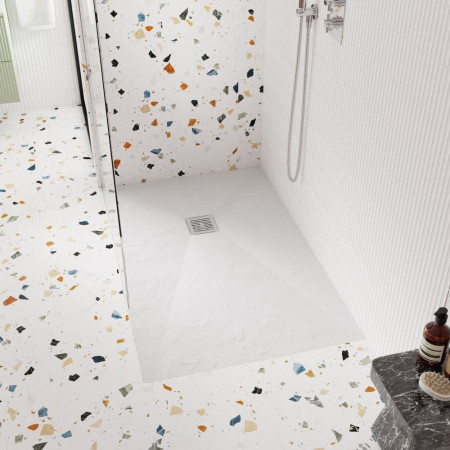 NLT61023 Nuie 1200 x 800mm Rectangular Slimline Shower Tray White Slate Lifestyle