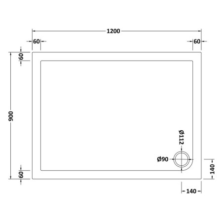 NTP024 Nuie 1200 x 900mm Rectangular Shower Tray in Gloss White Line