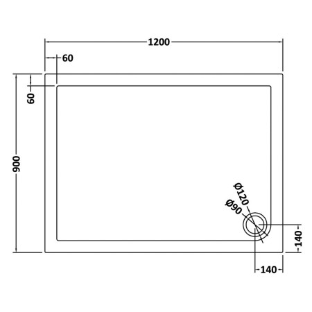 TR71024 Nuie 1200 x 900mm Rectangular Shower Tray in Slate Grey Line