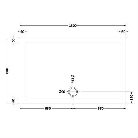 TR71028 Nuie 1300 x 800mm Large Rectangular Shower Tray in Slate Grey Line
