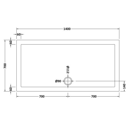 NTP031 Nuie 1400 x 700mm Large Rectangular Shower Tray in Gloss White Line