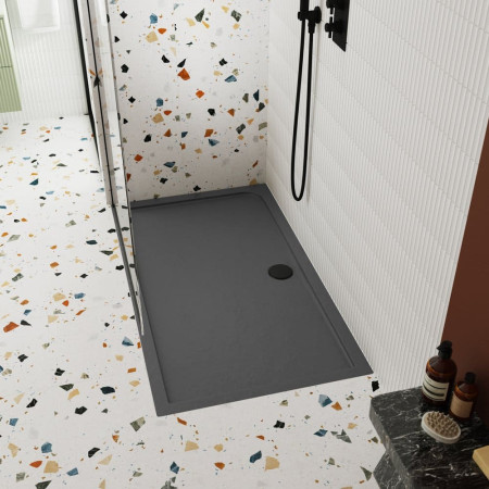 TR71031 Nuie 1400 x 700mm Large Rectangular Shower Tray in Slate Grey Lifestyle