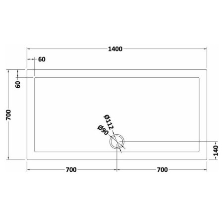 TR71031 Nuie 1400 x 700mm Large Rectangular Shower Tray in Slate Grey Line