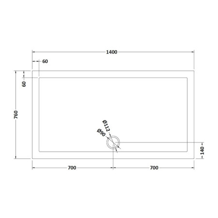 TR71032 Nuie 1400 x 760mm Large Rectangular Shower Tray in Slate Grey Line