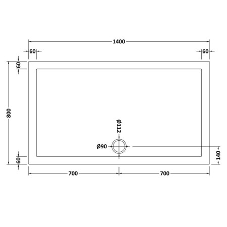 NTP033 Nuie 1400 x 800mm Large Rectangular Shower Tray in Gloss White Line