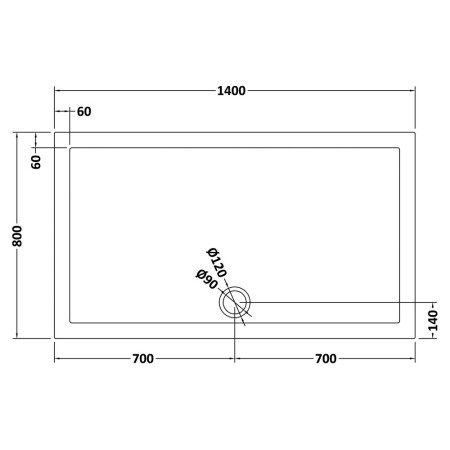 TR71033 Nuie 1400 x 800mm Large Rectangular Shower Tray in Slate Grey Line