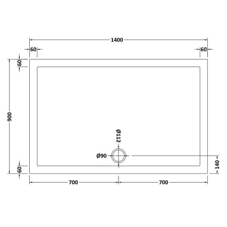 NTP034 Nuie 1400 x 900mm Large Rectangular Shower Tray in Gloss White Line