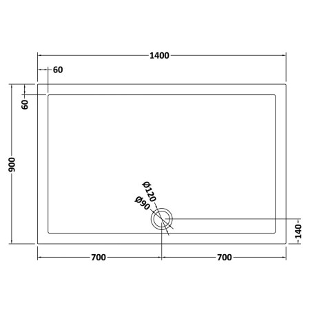 TR71034 Nuie 1400 x 900mm Large Rectangular Shower Tray in Slate Grey Line
