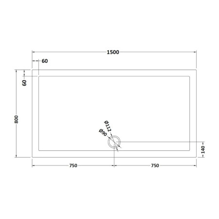 TR71043 Nuie 1500 x 800mm Large Rectangular Shower Tray in Slate Grey Line