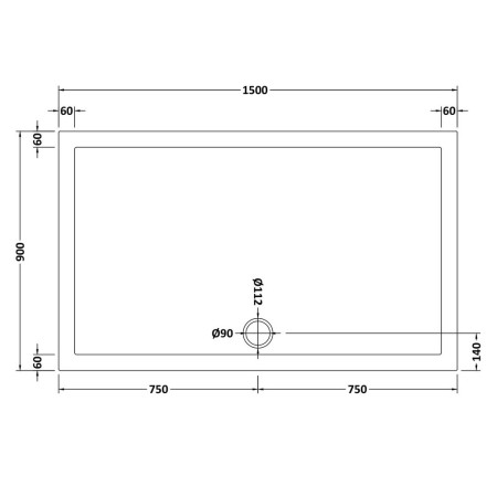 NTP044 Nuie 1500 x 900mm Large Rectangular Shower Tray in Gloss White Line