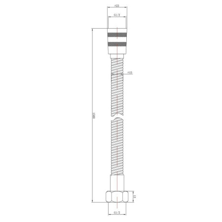 A891 Nuie 1500mm Brushed Brass Shower Flex Dimensions