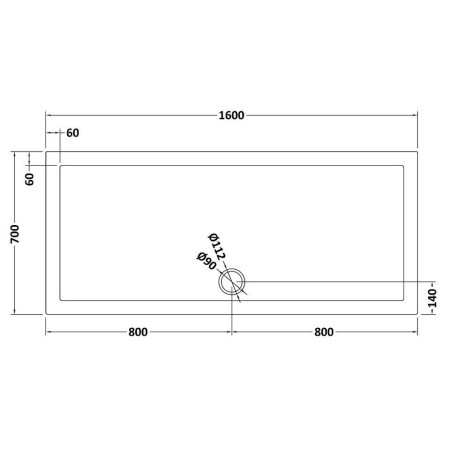 TR71051 Nuie 1600 x 700mm Large Rectangular Shower Tray in Slate Grey Line