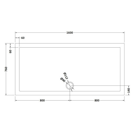 TR71052 Nuie 1600 x 760mm Large Rectangular Shower Tray in Slate Grey Line