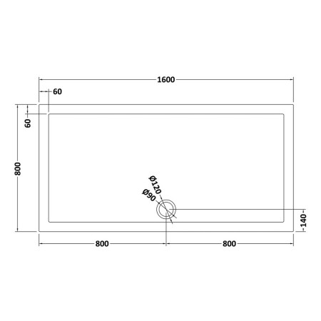 TR71053 Nuie 1600 x 800mm Large Rectangular Shower Tray in Slate Grey Line