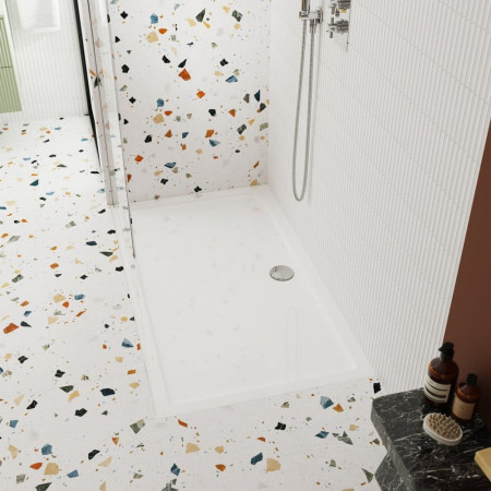 NSR054 Nuie 1600 x 900mm Large Rectangular Shower Tray in Matt White Slip Resistant Lifestyle