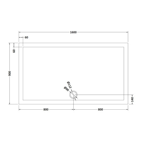 TR71054 Nuie 1600 x 900mm Large Rectangular Shower Tray in Slate Grey Line
