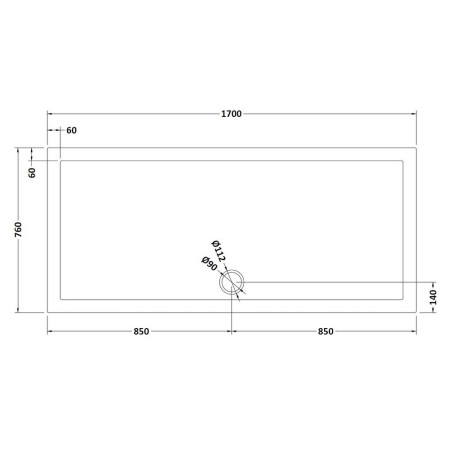 TR71062 Nuie 1700 x 760mm Large Rectangular Shower Tray in Slate Grey Line