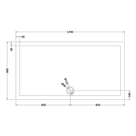 TR71064 Nuie 1700 x 900mm Large Rectangular Shower Tray in Slate Grey Line