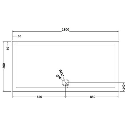 TR71073 Nuie 1800 x 800mm Large Rectangular Shower Tray in Slate Grey Line