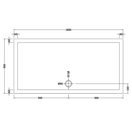 NTP074 Nuie 1800 x 900mm Large Rectangular Shower Tray in Gloss White Line