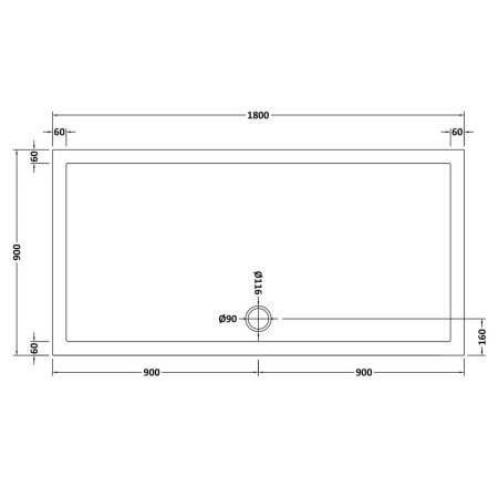 TR71074 Nuie 1800 x 900mm Large Rectangular Shower Tray in Slate Grey Line