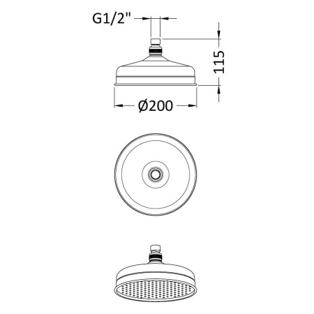 HEAD21 Nuie 194mm Apron Fixed Shower Head (2)