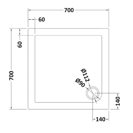 TR71002 Nuie 700 x 700mm Square Shower Tray in Slate Grey Line