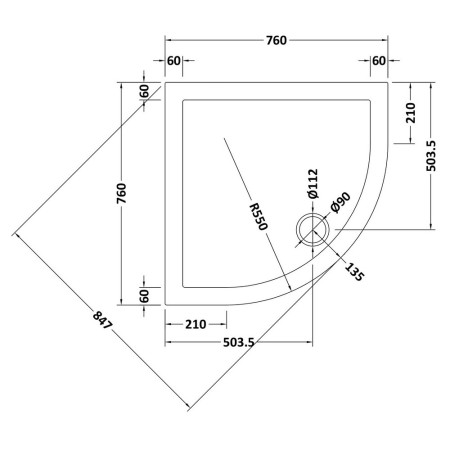 TR71097 Nuie 760 x 760mm Quadrant Shower Tray in Slate Grey Line
