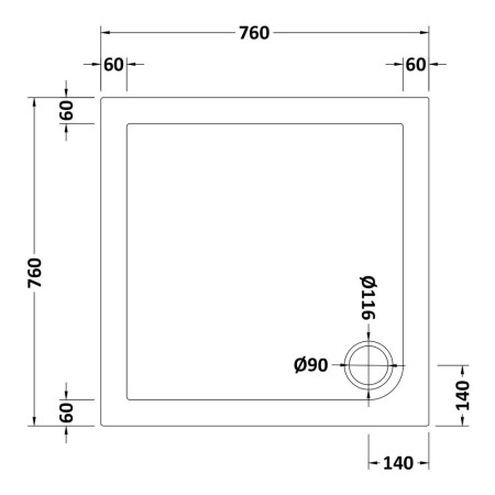 NTP003 Nuie 760 x 760mm Square Shower Tray in Gloss White Line