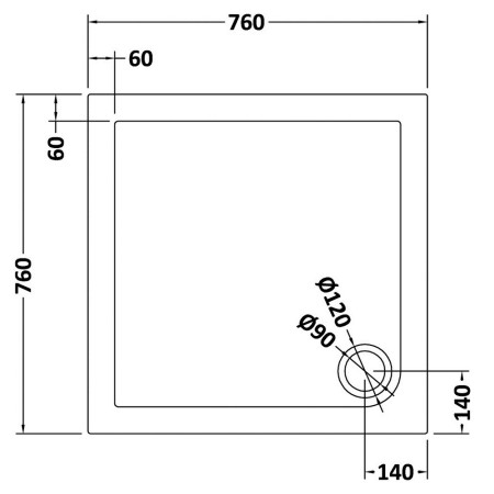TR71003 Nuie 760 x 760mm Square Shower Tray in Slate Grey Line