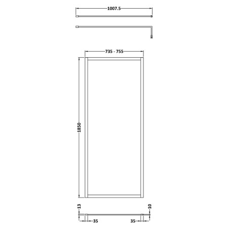 WRFBB1876 Nuie 760mm Brushed Brass Full Outer Frame Wetroom Screen (2)